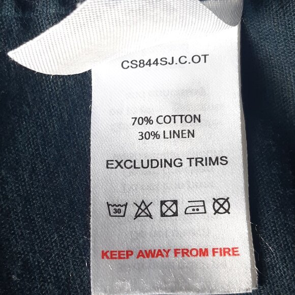 Steel & Jelly SZ M Linen & Cotton Navy Print Men's Short Sleeve Button Up Shirt - Picture 6 of 14